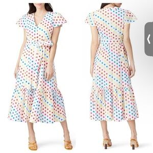 Dipping Dot Midi Sundress with Flutter Sleeves. Color Me Courtney